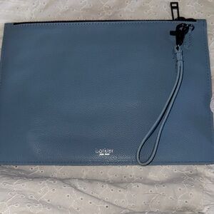 burlier New York Cornish Blue Leather Wristlet